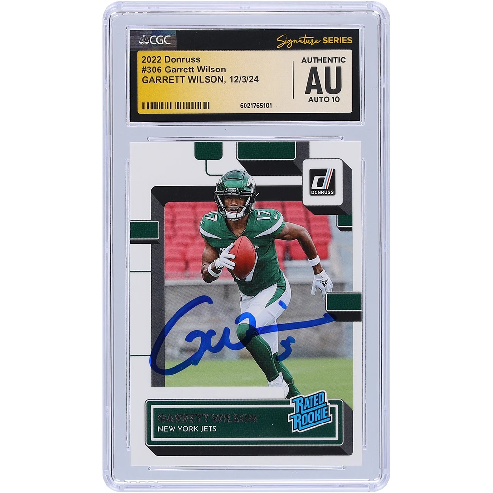 Garrett Wilson New York Jets Autographed 2022 Panini Donruss #306 CGC Fanatics Witnessed Authenticated Auto 10 Rookie Card
