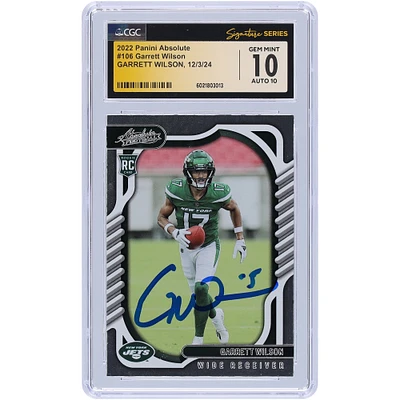 Garrett Wilson New York Jets Autographed 2022 Panini Absolute #106 CGC Fanatics Witnessed Authenticated 10/10 Rookie Card