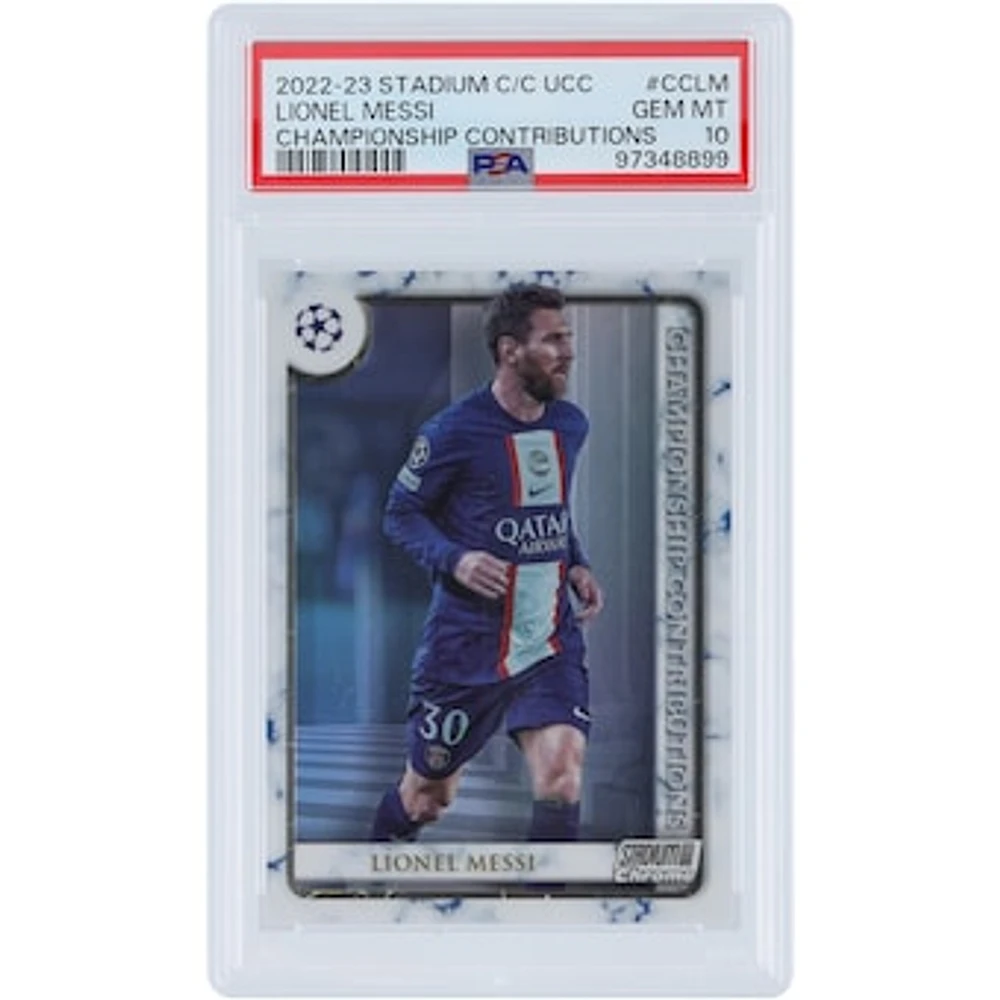 Lionel Messi Paris Saint-Germain 2022-23 Topps Stadium Club Chrome Championship Contributions #CC-LM PSA Authenticated 10 Card