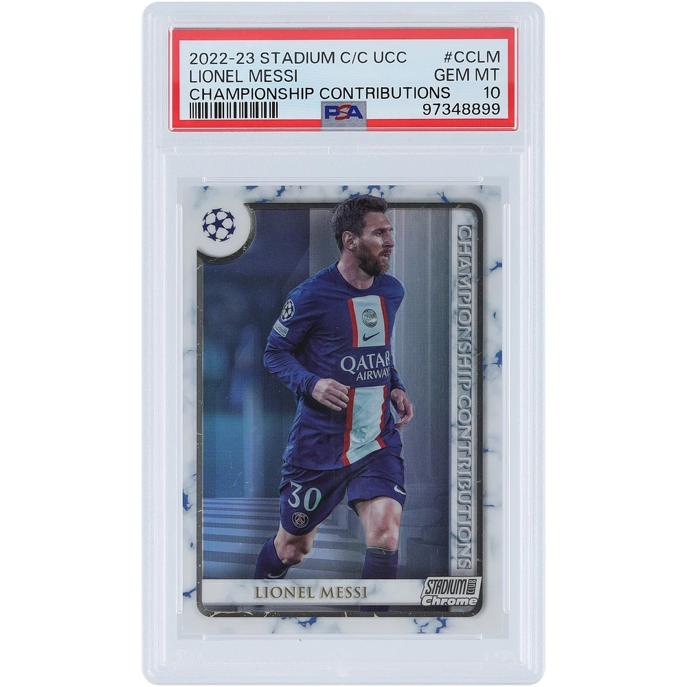 Lionel Messi Paris Saint-Germain 2022-23 Topps Stadium Club Chrome Championship Contributions #CC-LM PSA Authenticated 10 Card