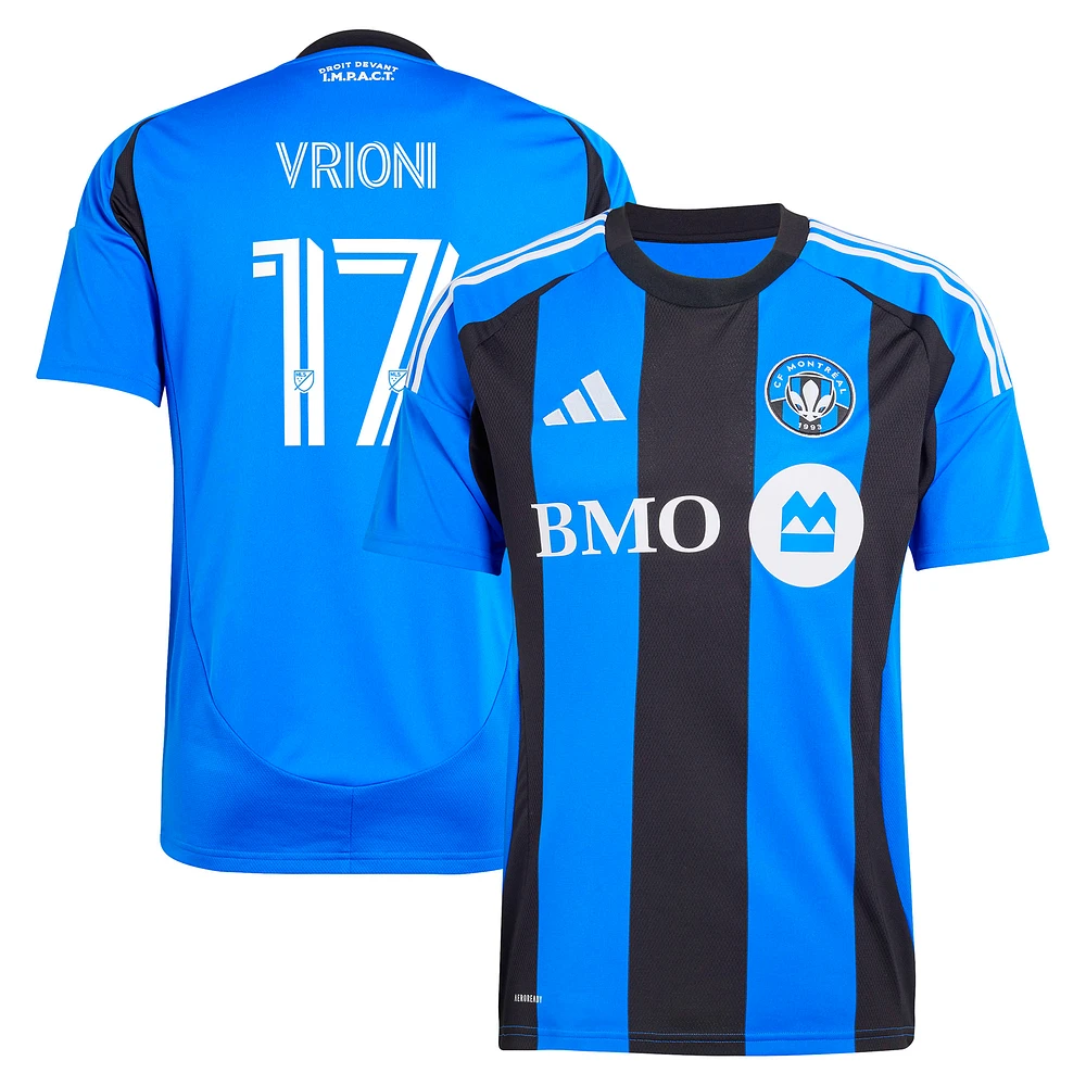 Men's adidas Giacomo Vrioni Blue CF Montréal 2025 Original Replica Player Jersey