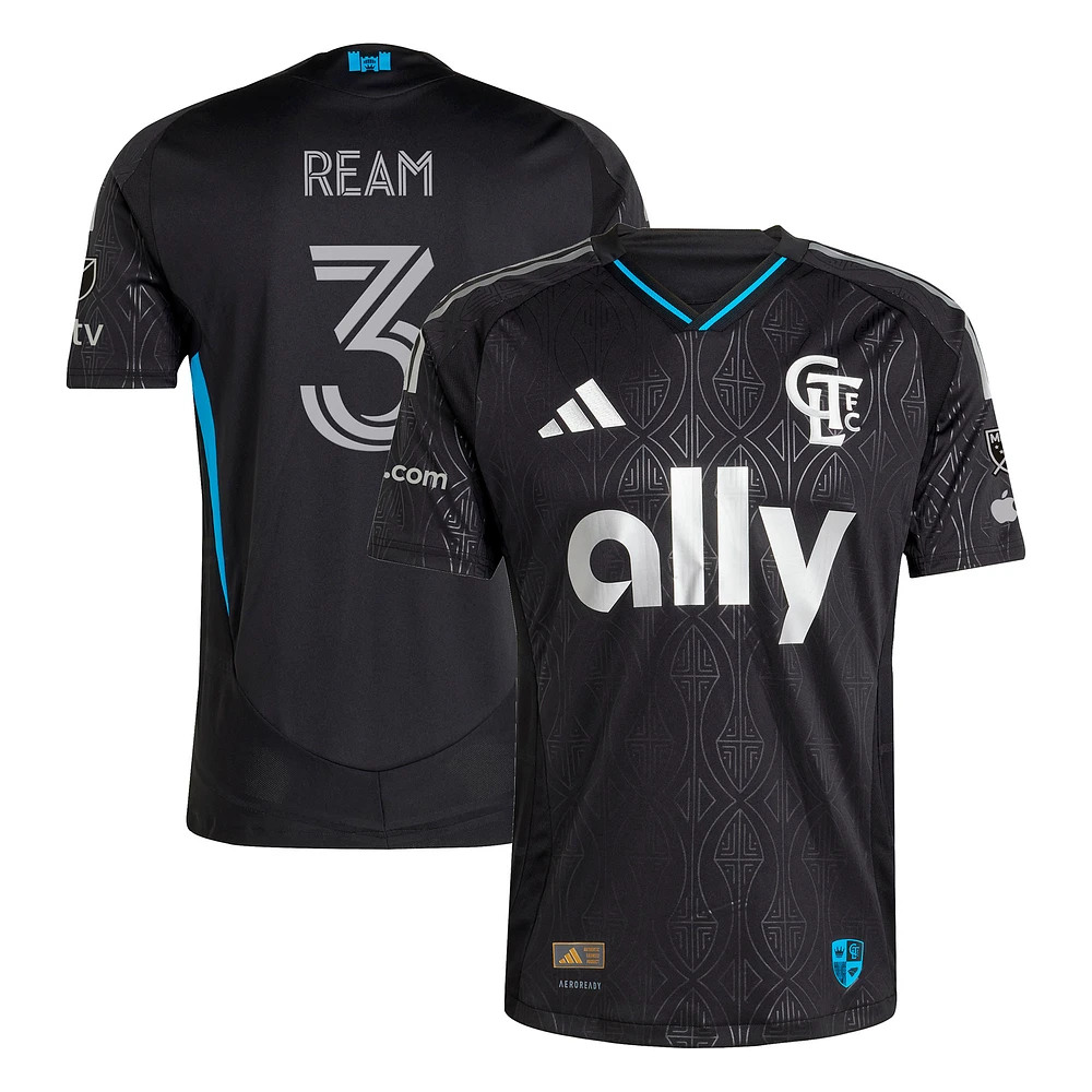 Men's adidas Tim Ream Black Charlotte FC 2025 Fortress Kit Authentic Player Jersey