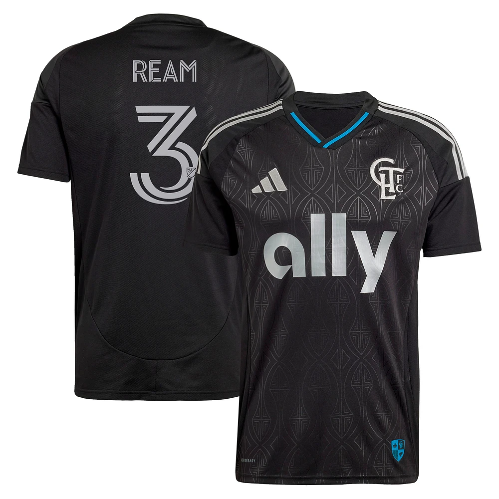Men's adidas Tim Ream Black Charlotte FC 2025 Fortress Kit Replica Player Jersey
