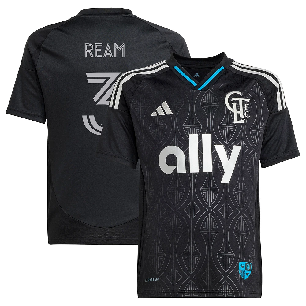 Youth adidas Tim Ream Black Charlotte FC 2025 Fortress Kit Replica Player Jersey