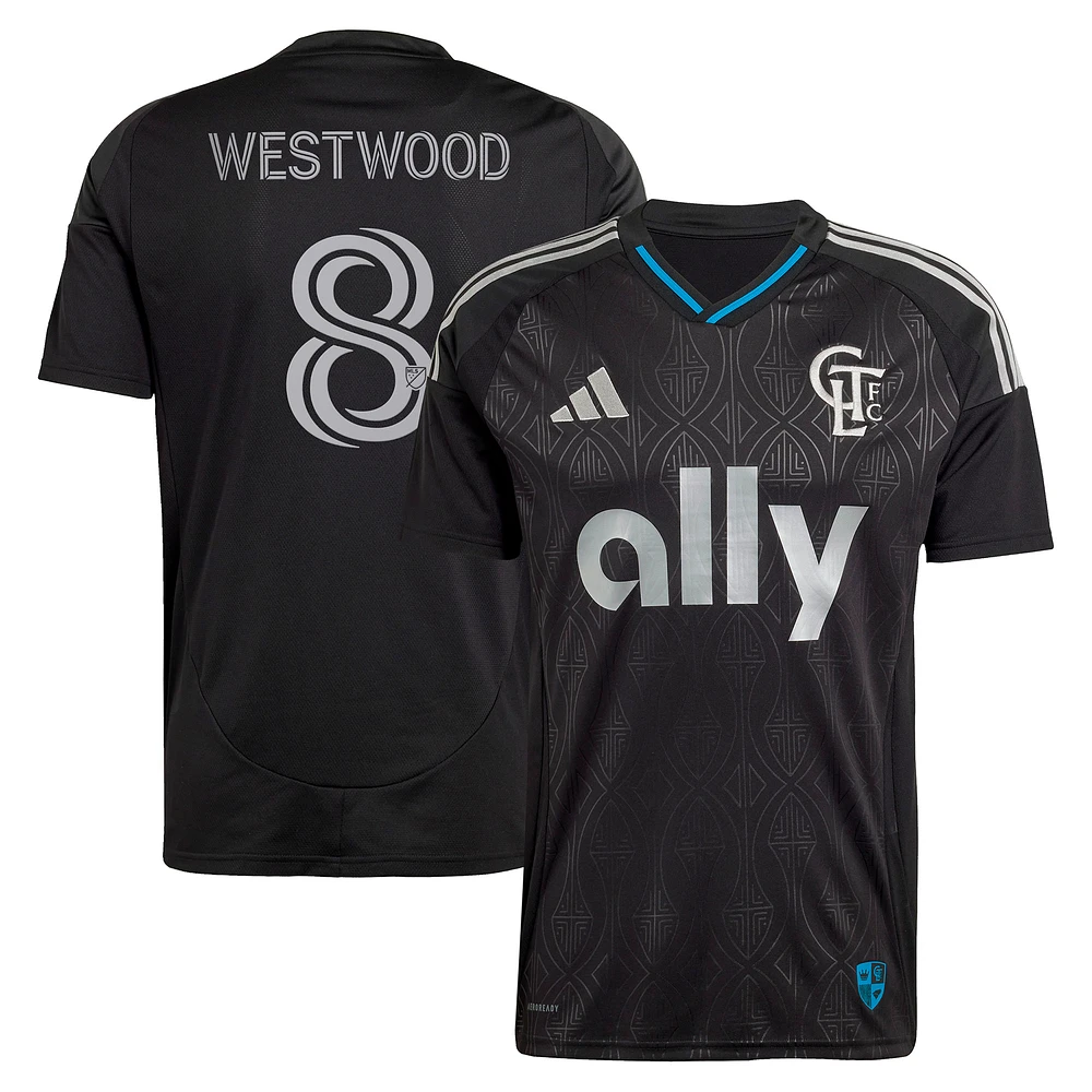 Men's adidas Ashley Westwood Black Charlotte FC 2025 Fortress Kit Replica Player Jersey