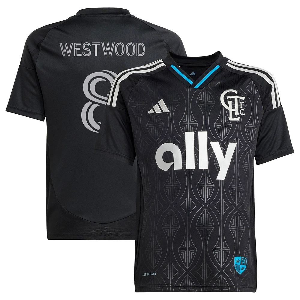 Youth adidas Ashley Westwood Black Charlotte FC 2025 Fortress Kit Replica Player Jersey