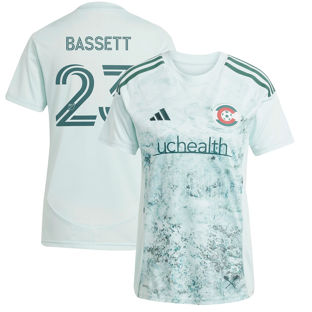 Women's adidas Cole Bassett Green Colorado Rapids 2025 Headwaters Replica Player Jersey