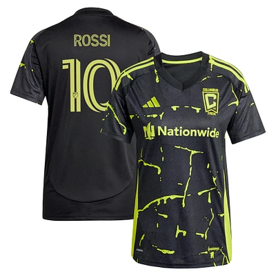 Women's adidas Diego Rossi Black Columbus Crew 2025 The Goosebumps Kit Replica Player Jersey