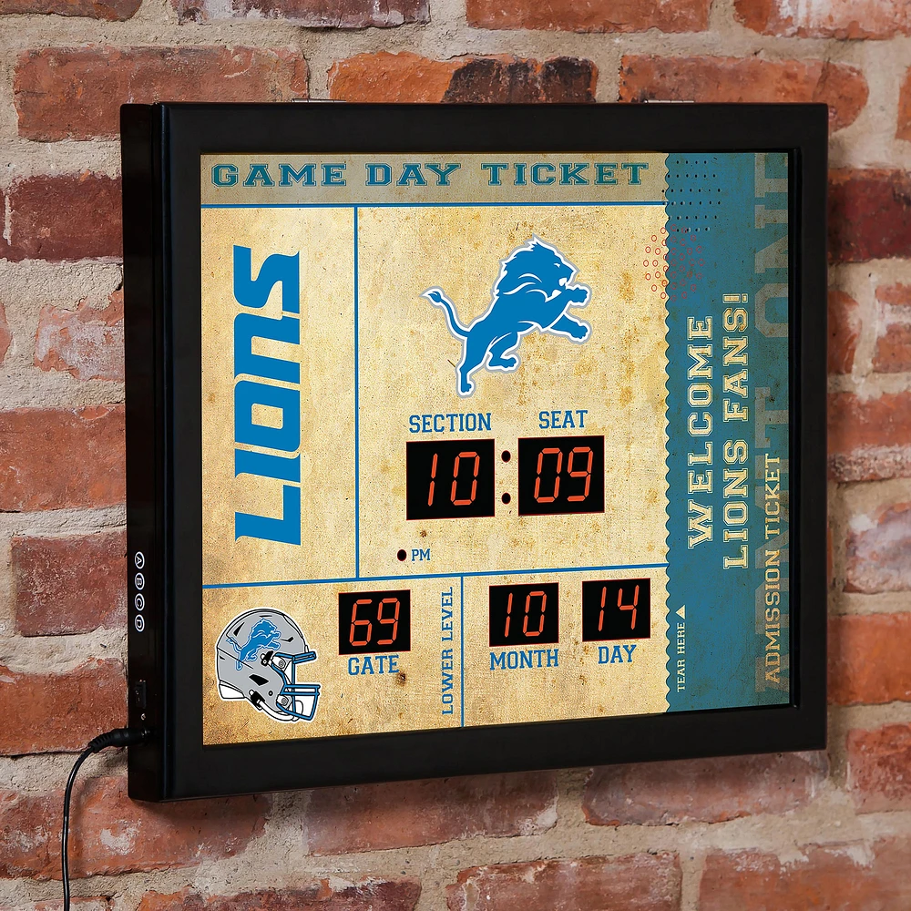Detroit Lions 15" x 19" Bluetooth Scoreboard Wall Clock