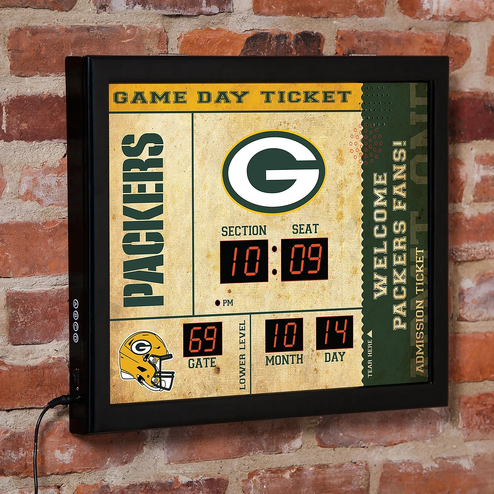 Green Bay Packers 15" x 19" Bluetooth Scoreboard Wall Clock