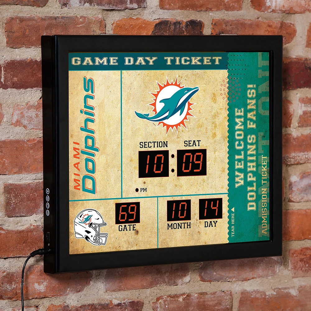 Miami Dolphins 15" x 19" Bluetooth Scoreboard Wall Clock