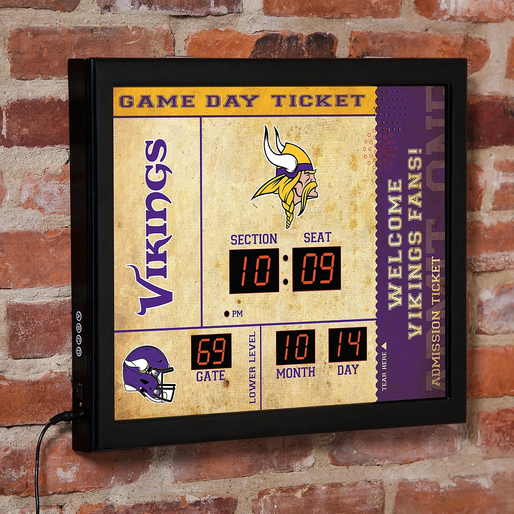 Minnesota Vikings 15" x 19" Bluetooth Scoreboard Wall Clock