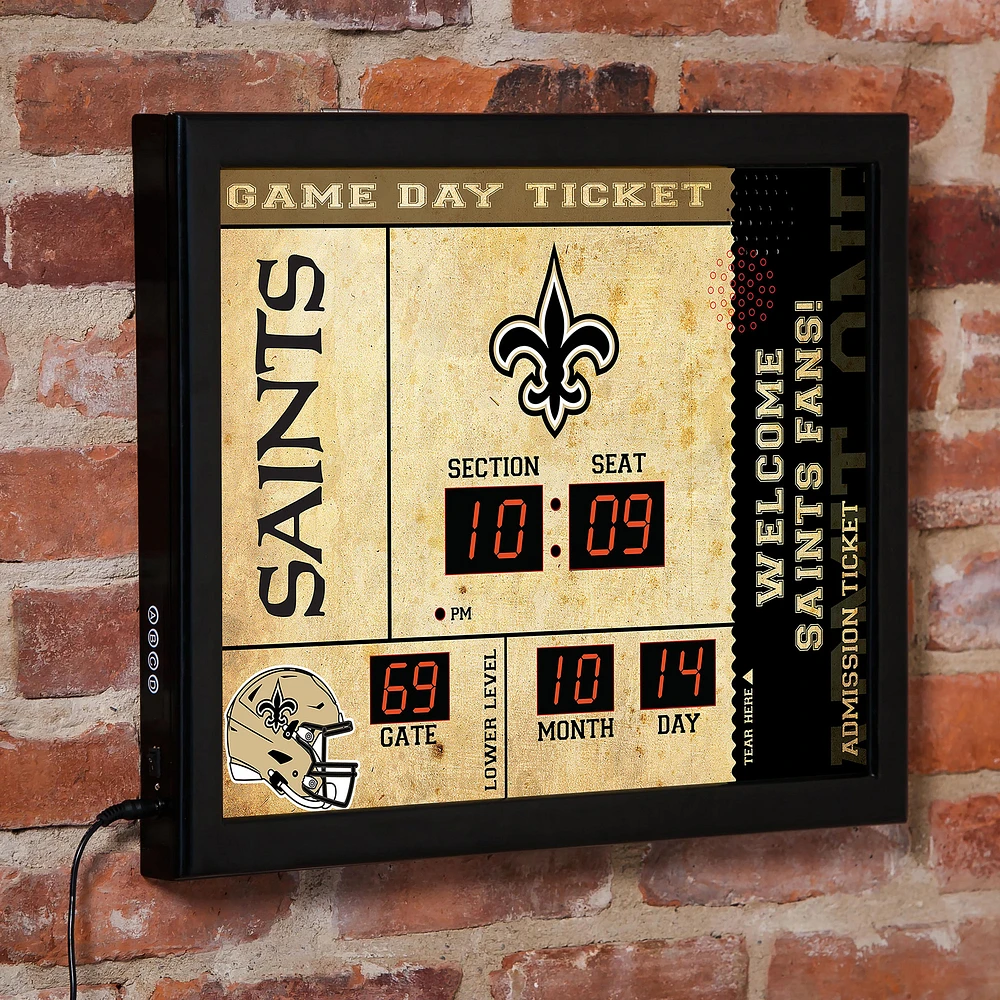 New Orleans Saints 15" x 19" Bluetooth Scoreboard Wall Clock