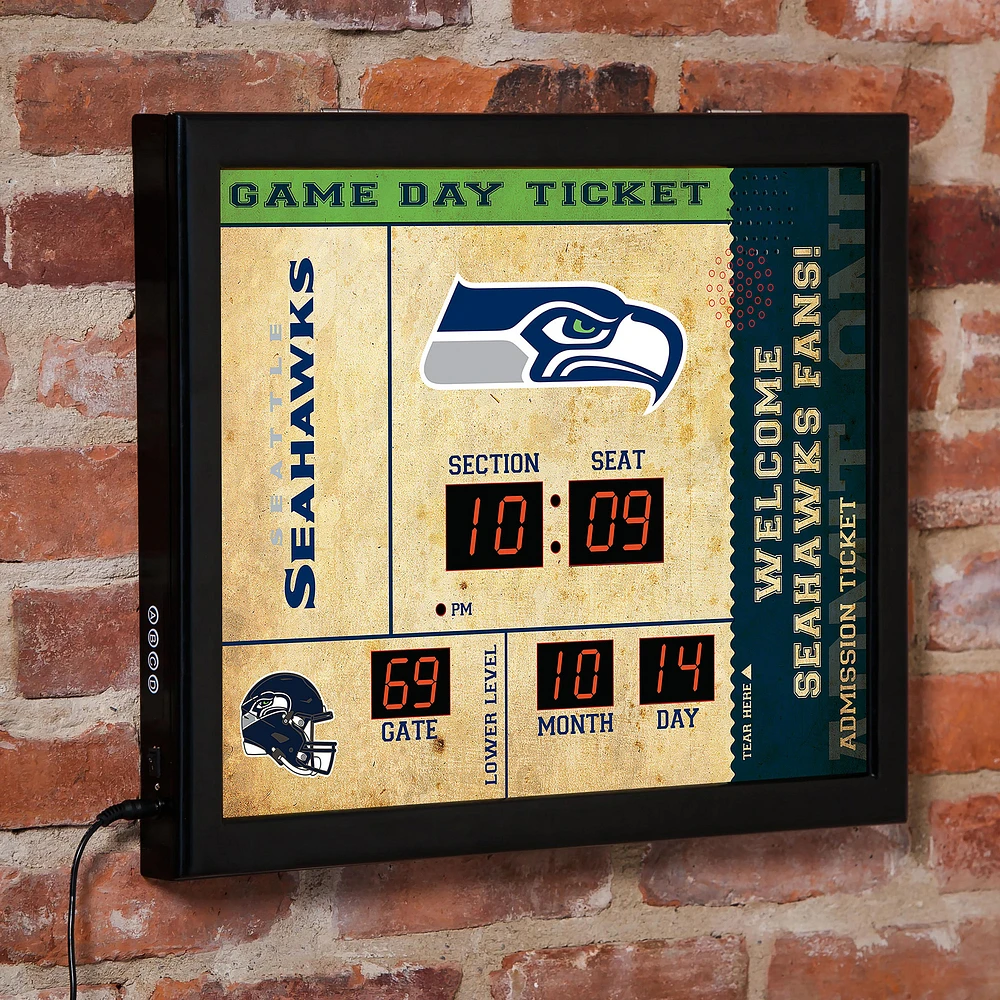 Seattle Seahawks 15" x 19" Bluetooth Scoreboard Wall Clock