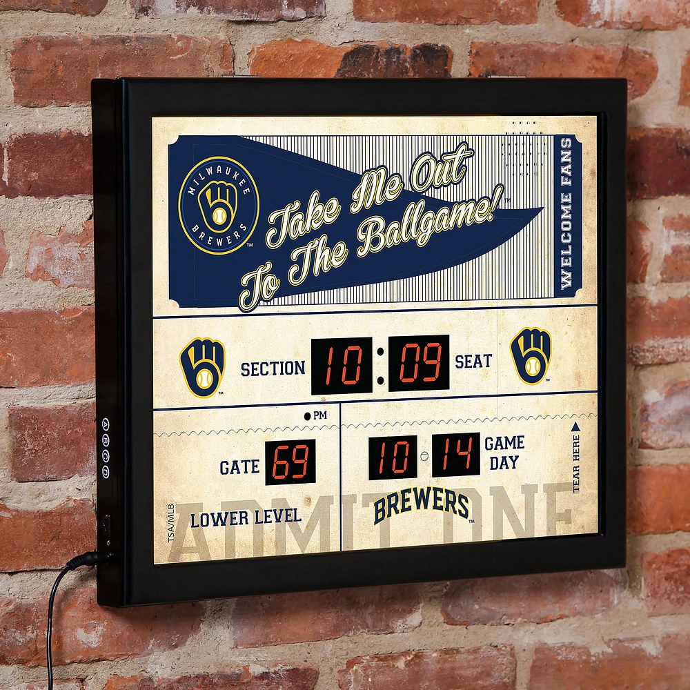 Milwaukee Brewers 15" x 19" Bluetooth Scoreboard Wall Clock