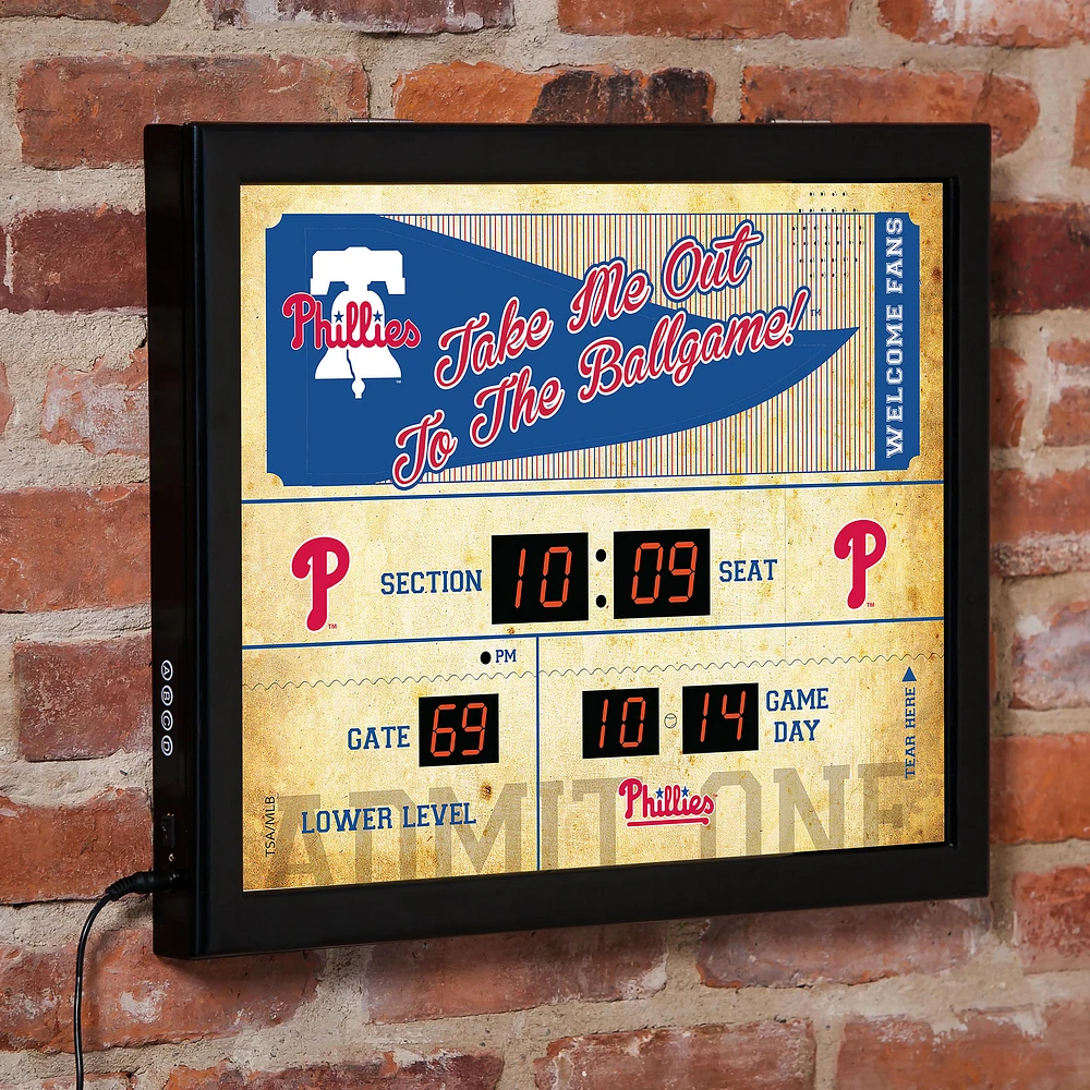 Philadelphia Phillies 15" x 19" Bluetooth Scoreboard Wall Clock
