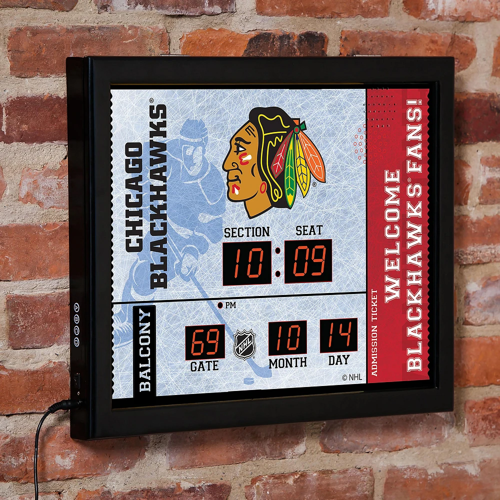 Chicago Blackhawks 15" x 19" Bluetooth Scoreboard Wall Clock