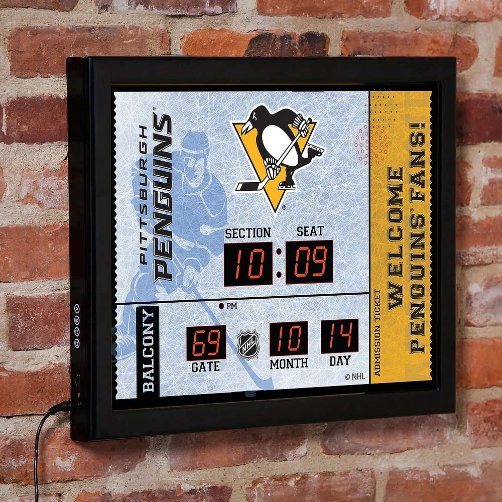 Pittsburgh Penguins 15" x 19" Bluetooth Scoreboard Wall Clock