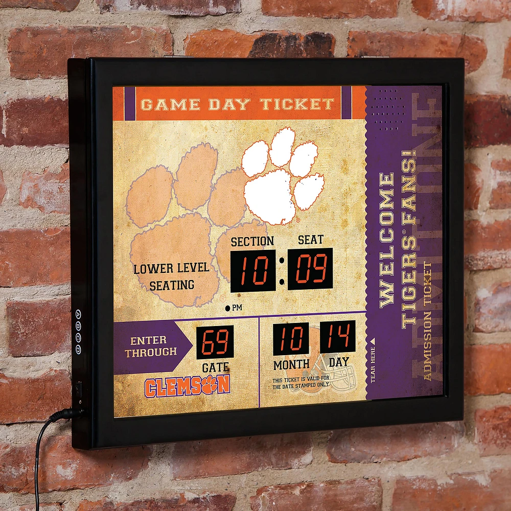 Clemson Tigers 15" x 19" Bluetooth Scoreboard Wall Clock