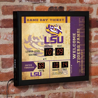 LSU Tigers 15" x 19" Bluetooth Scoreboard Wall Clock