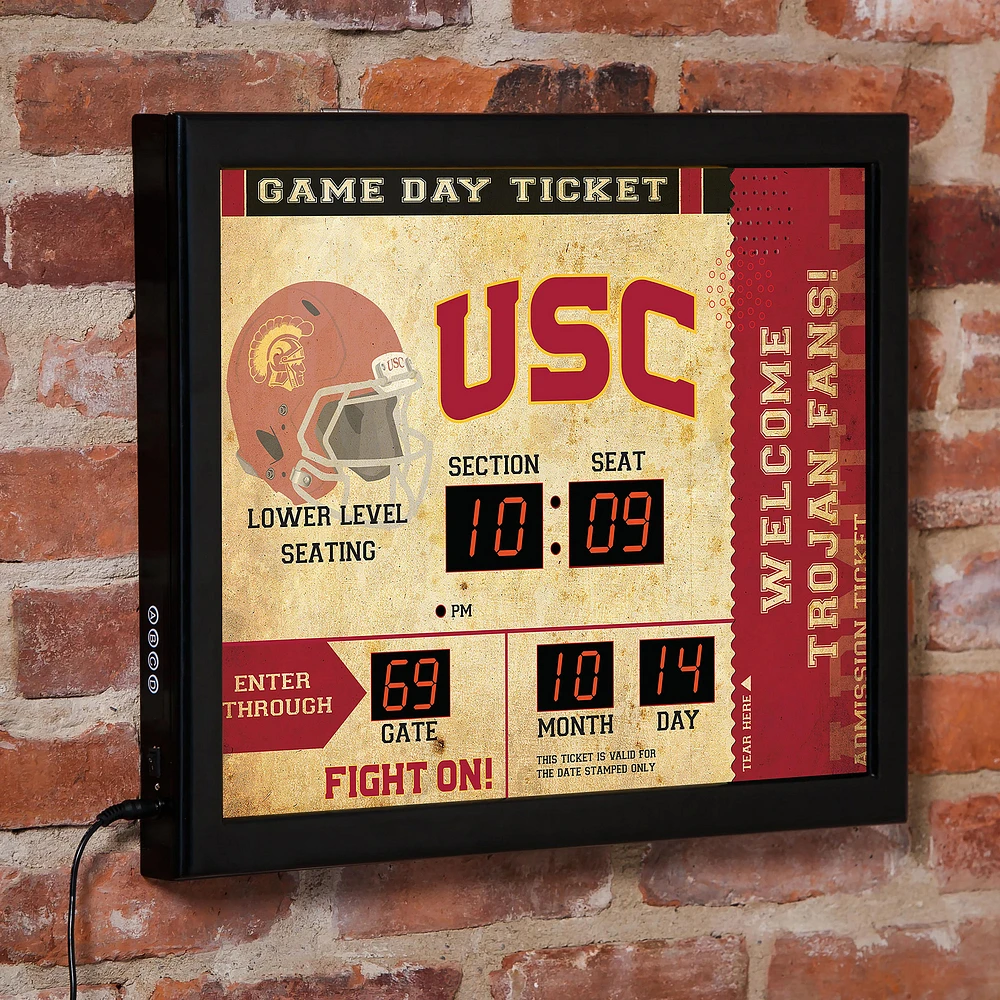 USC Trojans 15" x 19" Bluetooth Scoreboard Wall Clock