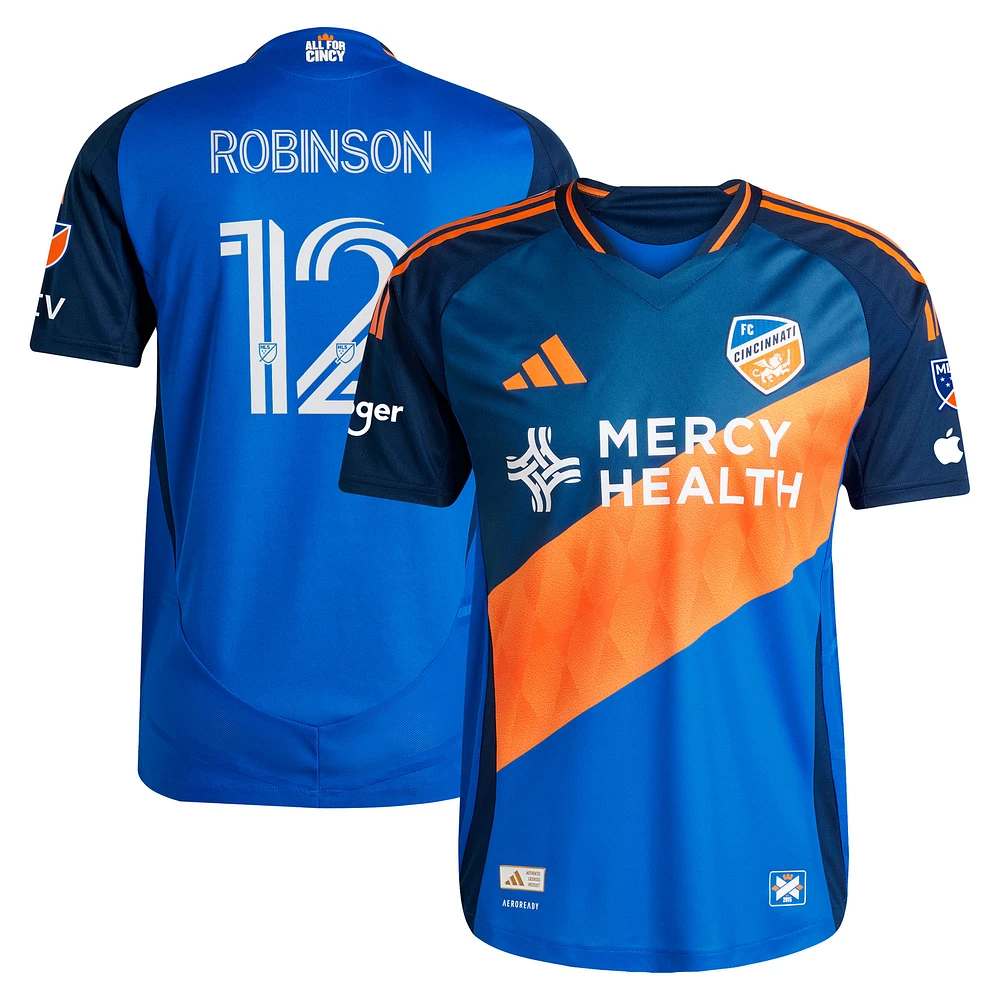 Men's adidas Miles Robinson Blue FC Cincinnati 2025 Orange and Legacy Kit Authentic Player Jersey