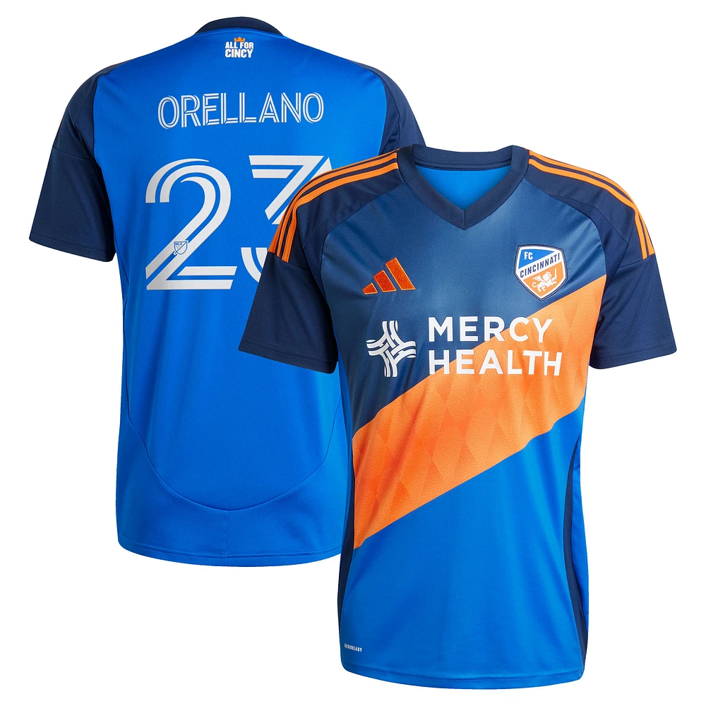 Men's adidas Luca Orellano Blue FC Cincinnati 2025 Orange and Legacy Kit Replica Player Jersey