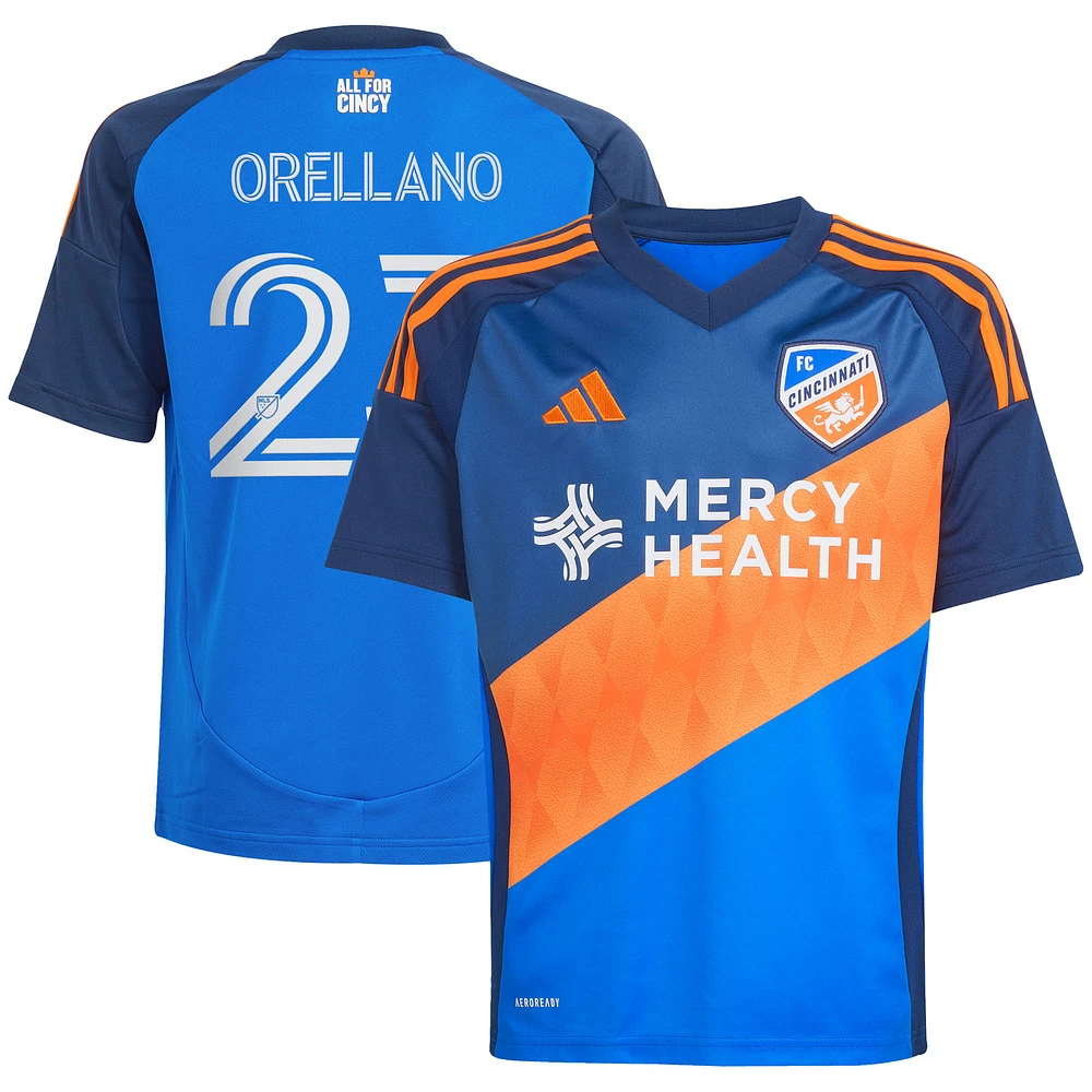 Youth adidas Luca Orellano Blue FC Cincinnati 2025 Orange and Blue Legacy Kit Replica Player Jersey