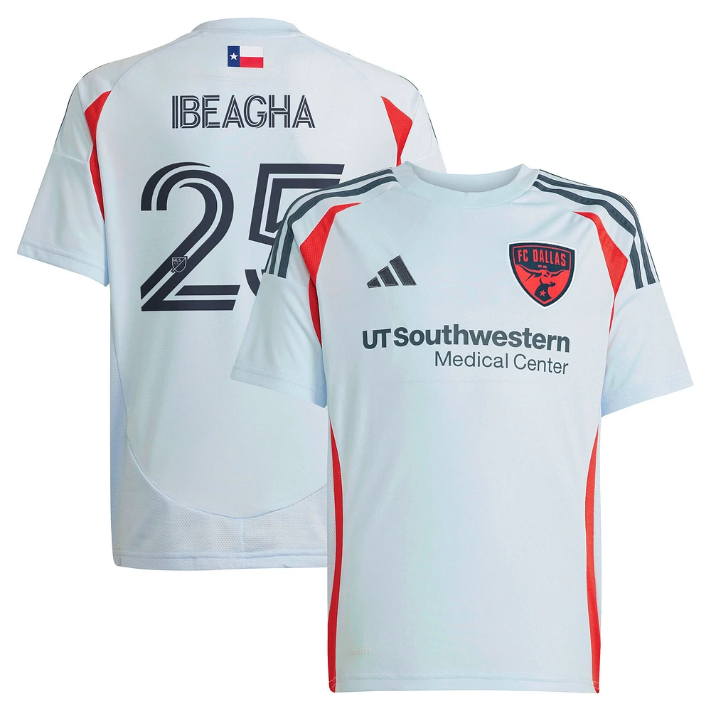 Youth adidas Sebastien Ibeagha Light Blue FC Dallas 2025 The Inferno Kit Replica Player Jersey