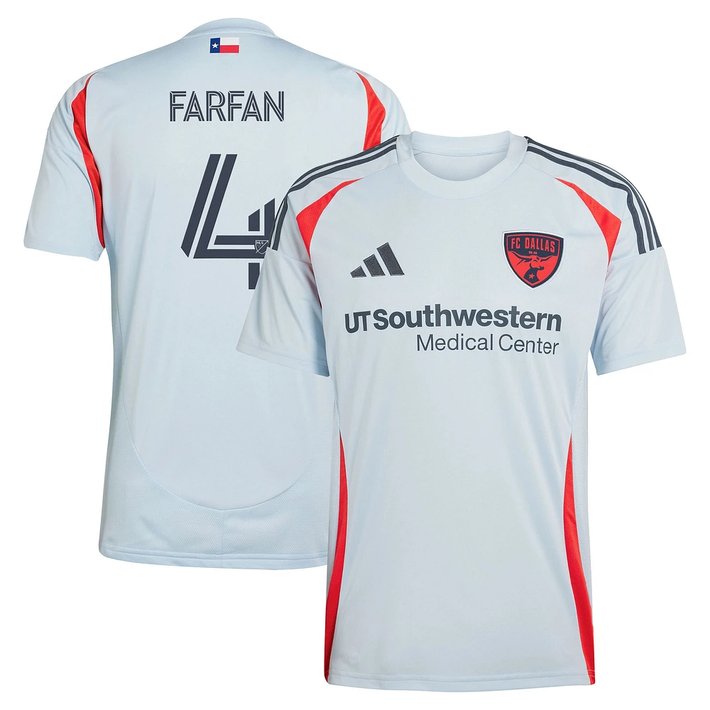 Men's adidas Marco Farfan Light Blue FC Dallas 2025 The Inferno Kit Replica Player Jersey