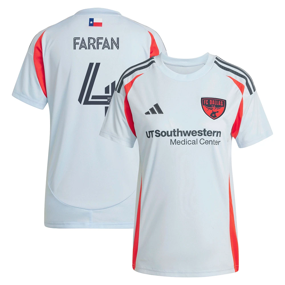 Women's adidas Marco Farfan Light Blue FC Dallas 2025 The Inferno Kit Replica Player Jersey