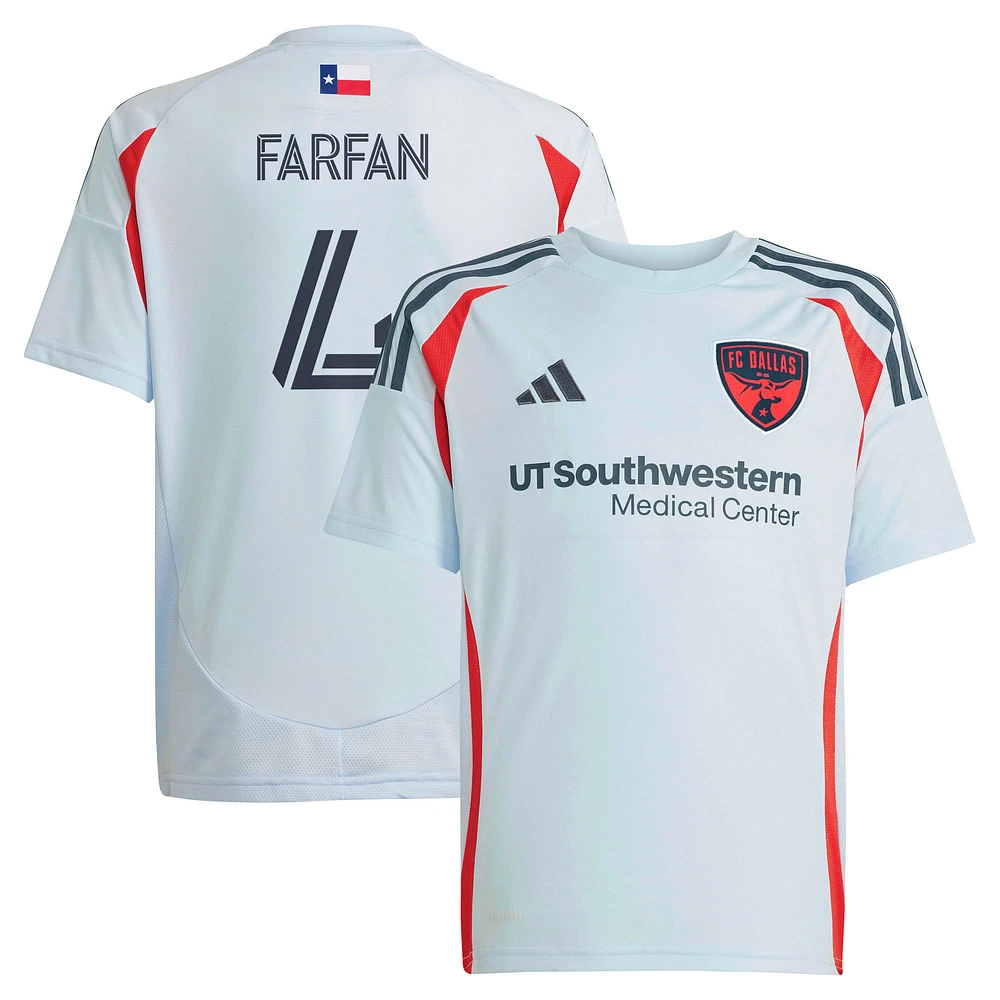 Youth adidas Marco Farfan Light Blue FC Dallas 2025 The Inferno Kit Replica Player Jersey