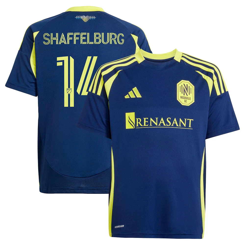 Youth adidas Jacob Shaffelburg Navy Nashville SC 2025 The Heart of Kit Replica Player Jersey