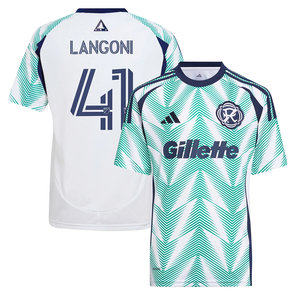 Youth adidas Luca Langoni White New England Revolution 2025 Eastern Pine x Flag of Replica Player Jersey