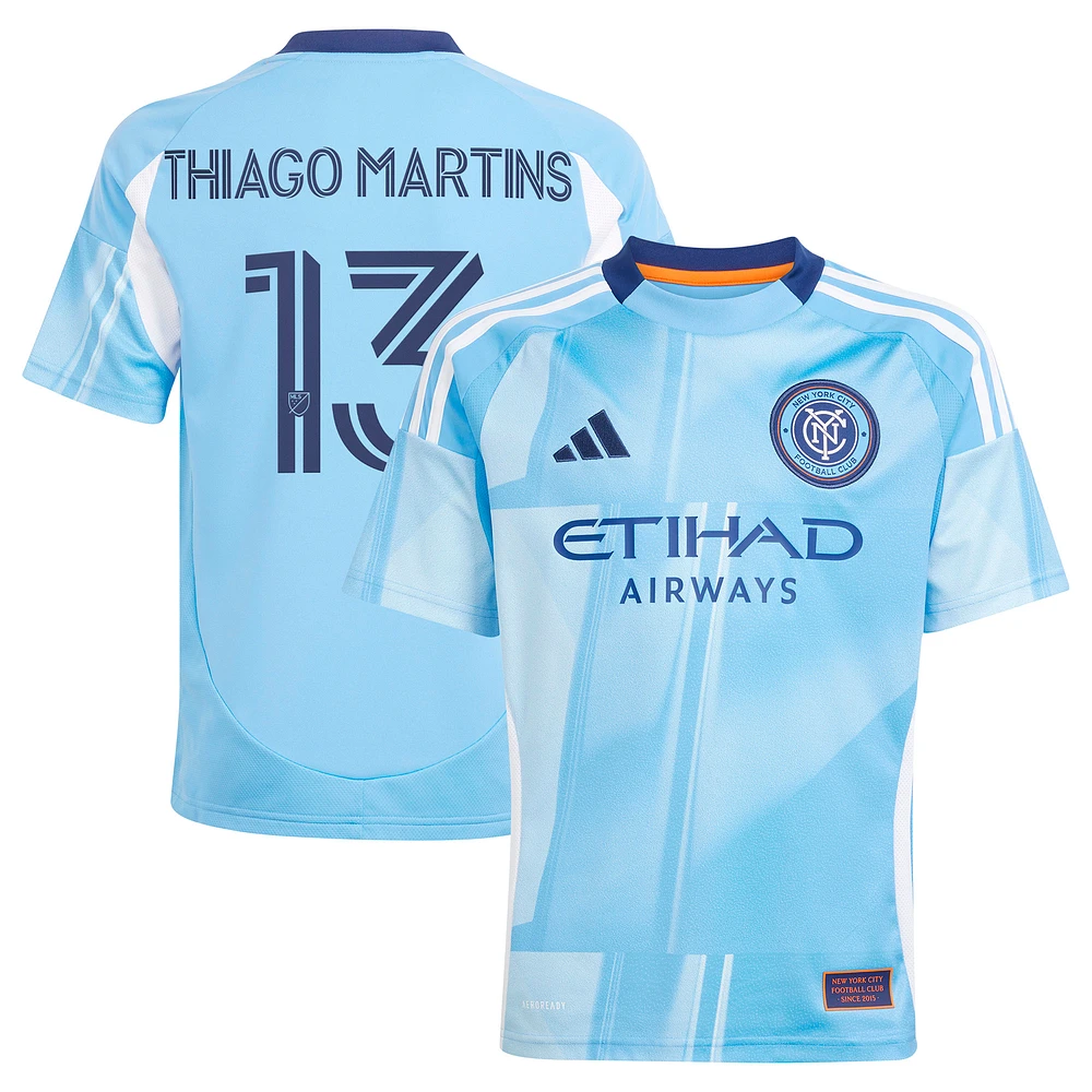 Youth adidas Thiago Martins Light Blue New York City FC 2025 The Excelsior Kit Replica Player Jersey