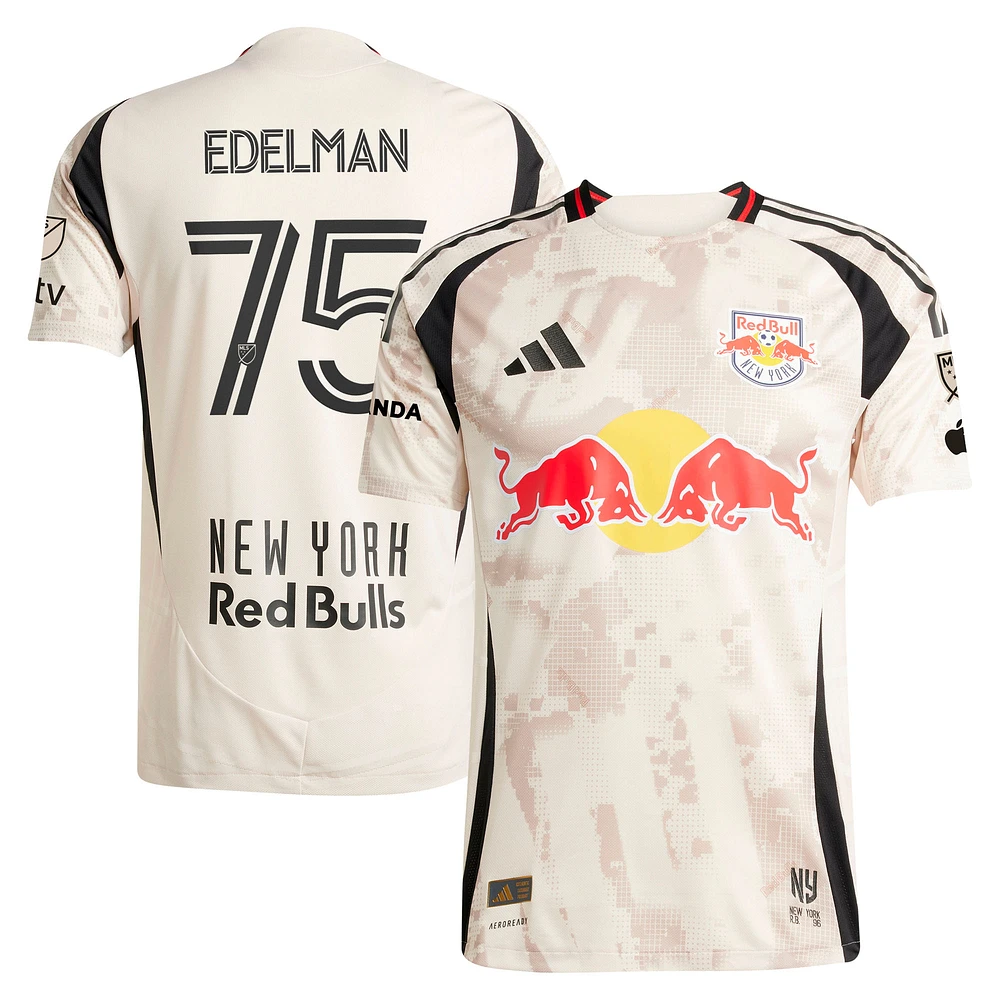 Men's adidas Daniel Edelman Tan New York Red Bulls 2025 Stone Kit Authentic Player Jersey