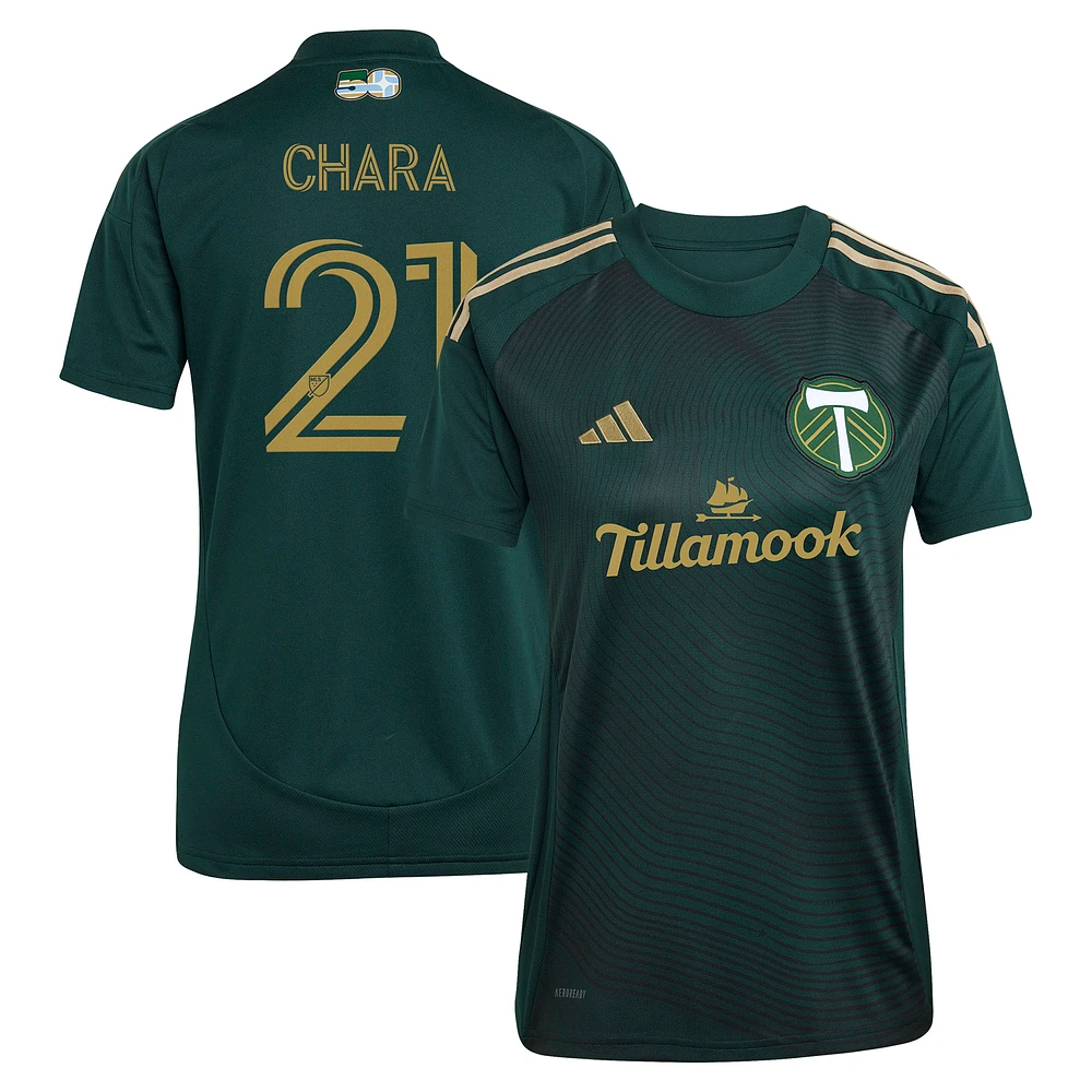 Women's adidas Diego Chara Green Portland Timbers 2025 Forever & Gold Replica Player Jersey