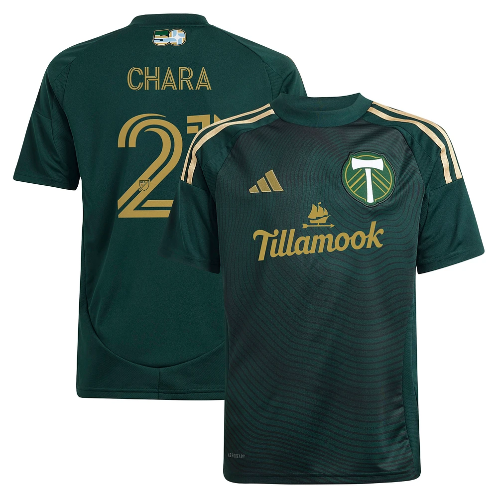 Youth adidas Diego Chara Green Portland Timbers 2025 Forever & Gold Replica Player Jersey