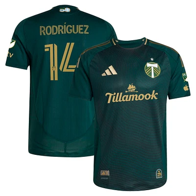 Men's adidas Jonathan Rodríguez Green Portland Timbers 2025 Forever & Gold Authentic Player Jersey