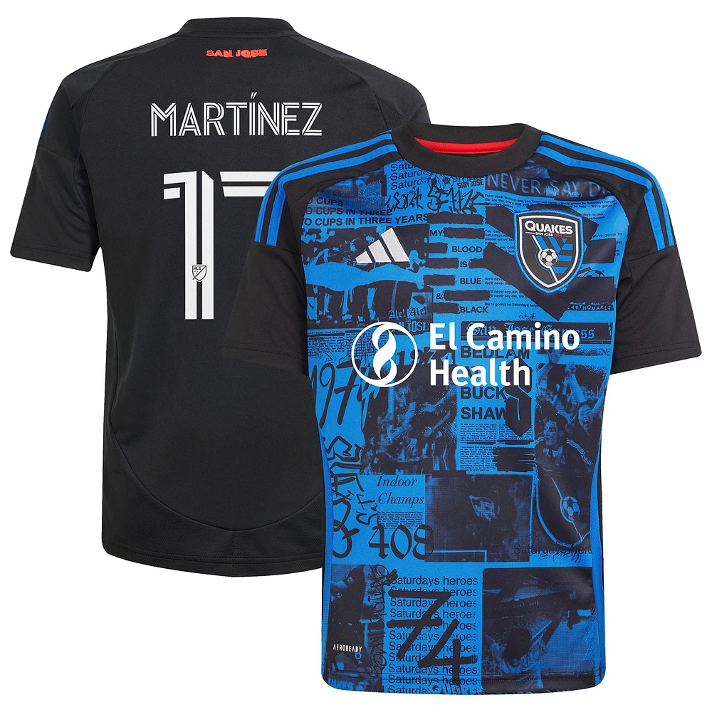 Youth adidas Josef Martinez Black San Jose Earthquakes 2025 Headliner Replica Player Jersey