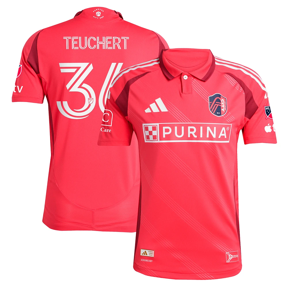 Men's adidas Cedric Teuchert Red St. Louis CITY SC 2025 Forever Authentic Player Jersey