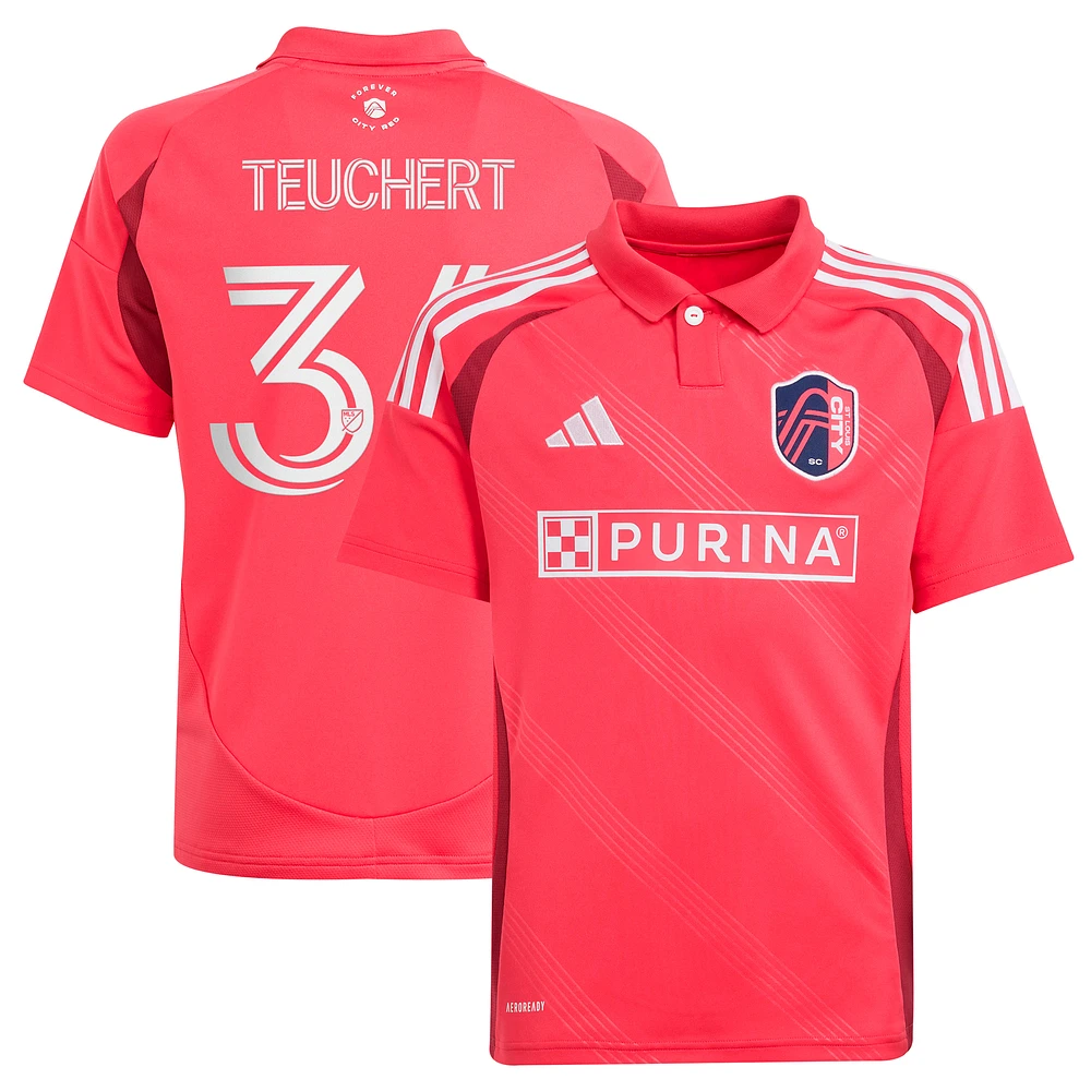 Youth adidas Cedric Teuchert Pink St. Louis CITY SC 2025 Forever Red Replica Player Jersey