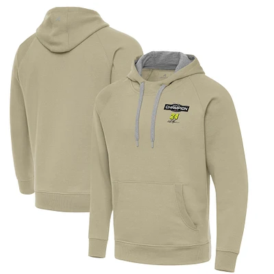 Men's Antigua Khaki William Byron 2025 Daytona 500 Champion Victory Pullover Hoodie