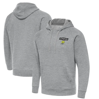 Men's Antigua Heather Gray William Byron 2025 Daytona 500 Champion Victory Pullover Hoodie