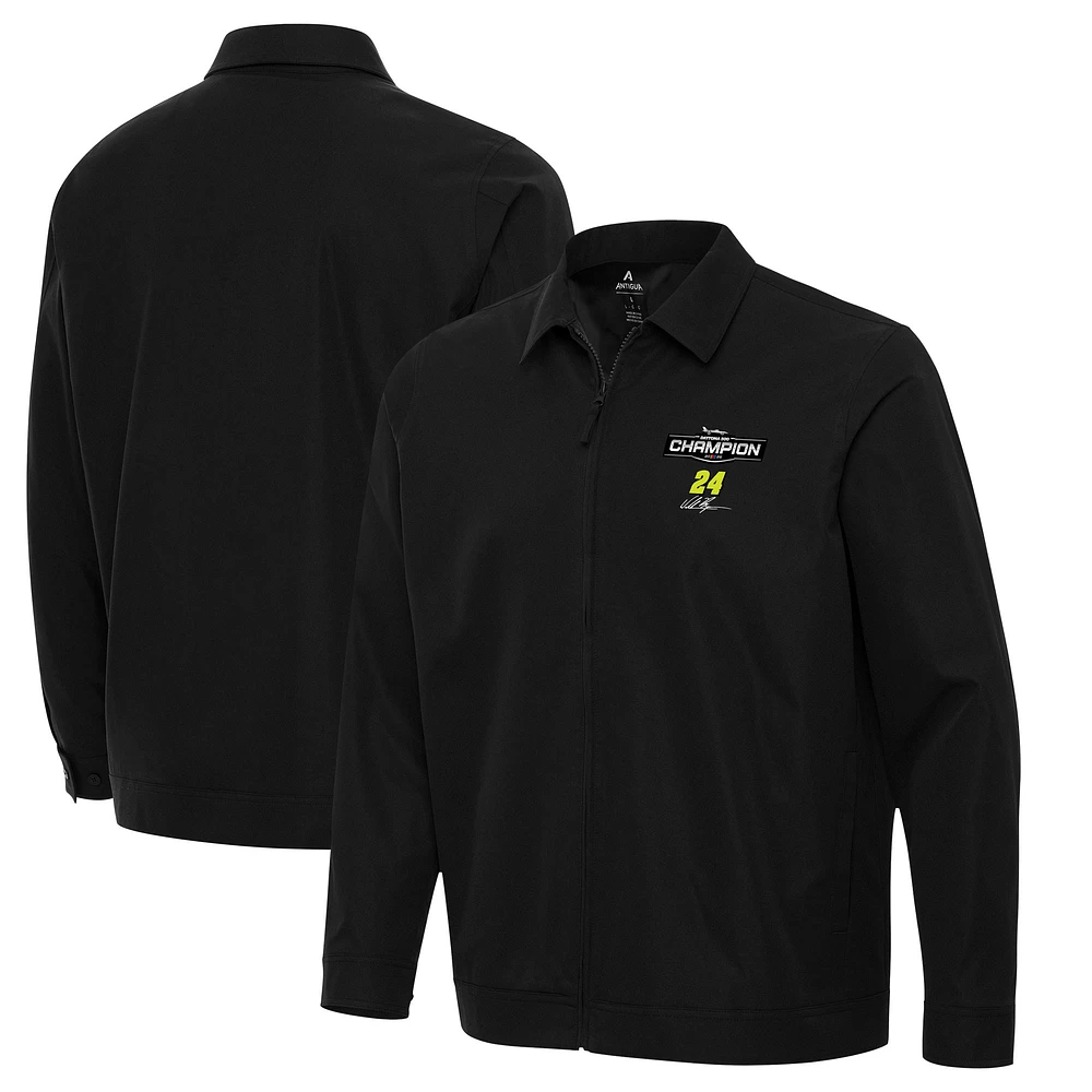 Men's Antigua Black William Byron 2025 Daytona 500 Champion Pivot Full-Zip Jacket