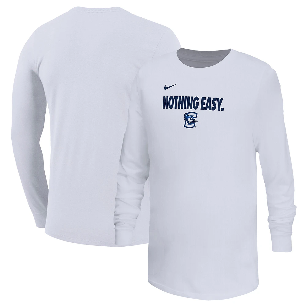 Youth Nike White Creighton Bluejays 2025 On-Court Bench Long Sleeve T-Shirt