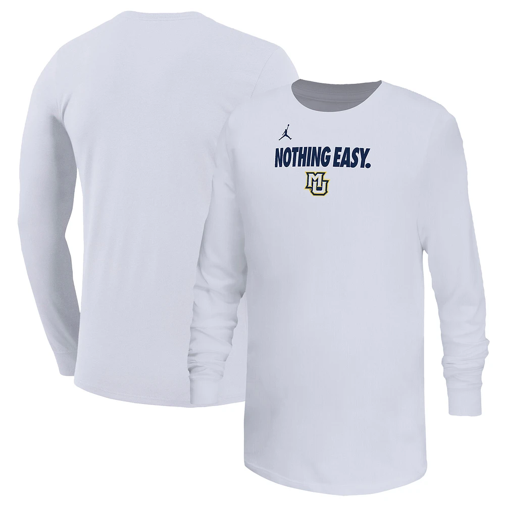 Youth Jordan Brand White Marquette Golden Eagles 2025 On-Court Bench Long Sleeve T-Shirt
