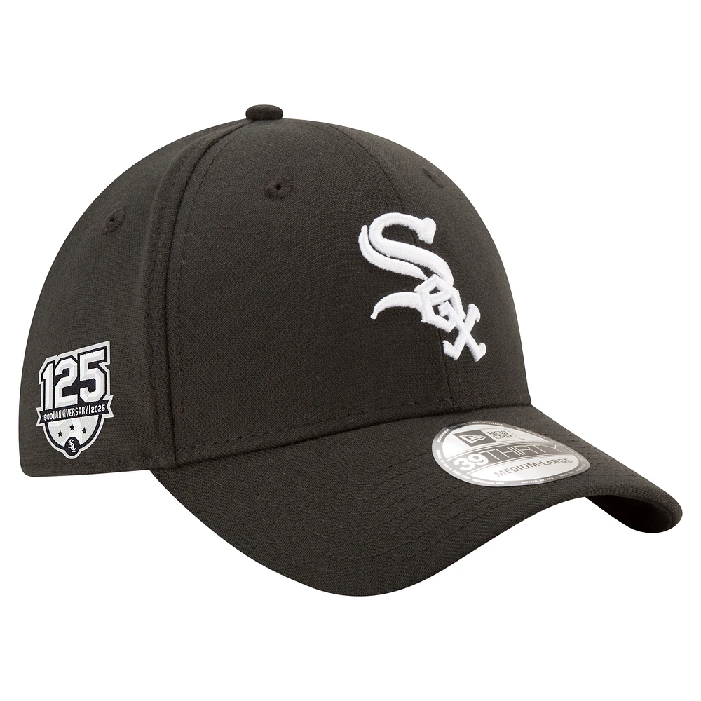 Men's New Era Black Chicago White Sox 125th Anniversary 39THIRTY Flex Hat