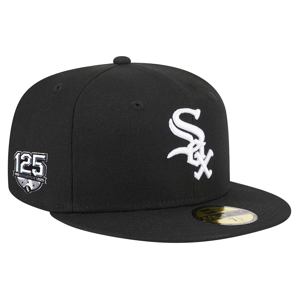 Men's New Era Black Chicago White Sox 125th Anniversary 59FIFTY Fitted Hat