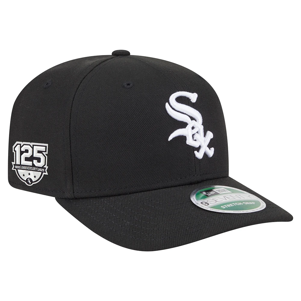 Men's New Era Black Chicago White Sox 125th Anniversary 9SEVENTY Stretch-Snap Hat
